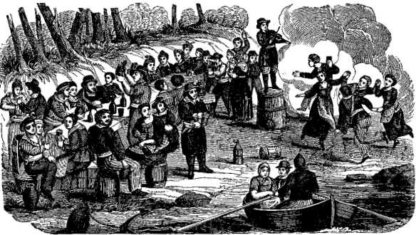 The crews of Black Beard's and Vane's vessels carousing on the coast of Carolina