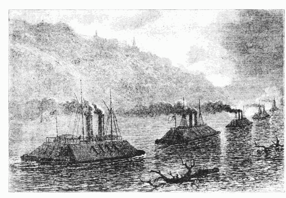 GUNBOATS PASSING BEFORE VICKSBURG.