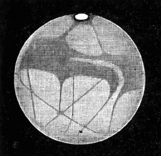 Fig. 4.—Mars, August 27, 1892 (Guiot), the white patch is the supposed Polar Snow Cap.