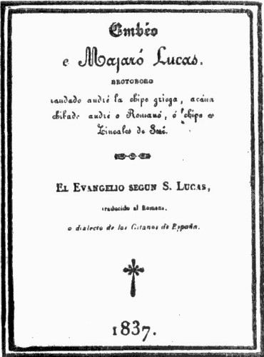 TITLE-PAGE OF FIRST EDITION OF ROMANY TRANSLATION OF THE GOSPEL OF ST. LUKE