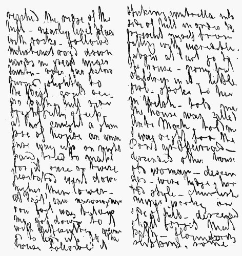 WILD WALES IN ITS BEGINNINGS.  Two pages from one of George Borrow's Pocket-books with pencilled notes made on his journey through Wales.