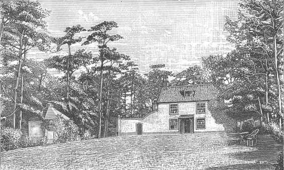 Borrow’s home at Oulton (now pulled down), showing the summer house where much of his work was written.  (From a Photograph kindly lent by Mr. Welchman, of Lowestoft, and taken by Mr. F. G. Mayhew, of the same place.)