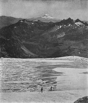 Looking from Stevens Glacier down into Stevens Canyon.