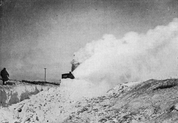 Bucking a snow drift.