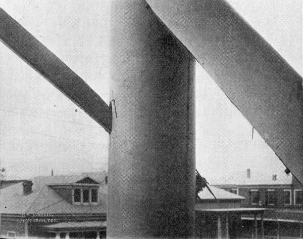 close-up of wooden slat embedded in post