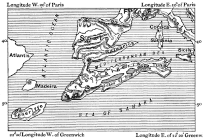 Old map showing the North African ‘peninsula’.