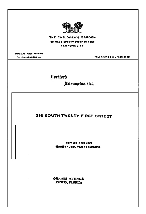 Specimens of addressed social stationery. (The first specimen is business stationery in social form)