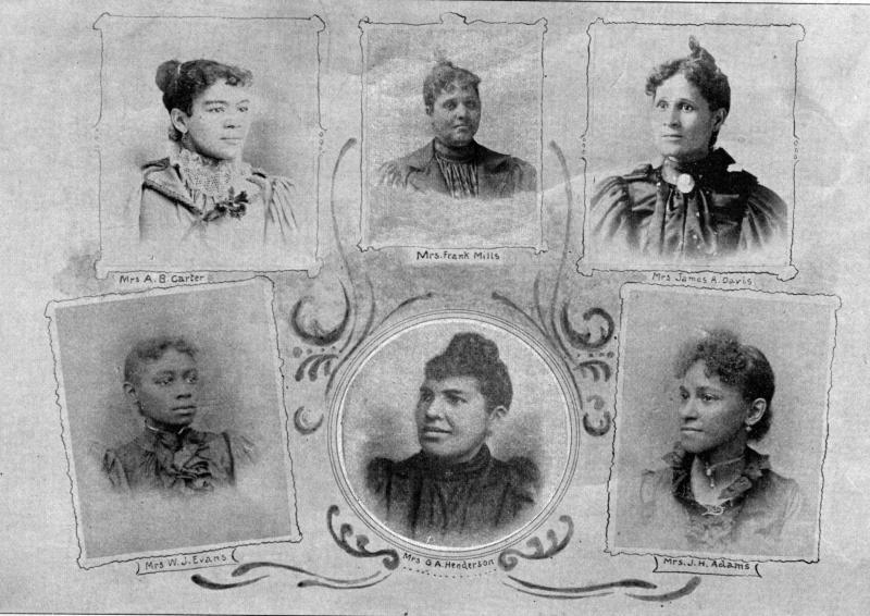 Chairmen of Committees.—Mrs. Carter, Music; Mrs. Mills, Domestic Science; Mrs. Davis, Assignment; Mrs. Evans, Horticulture; Mrs. Henderson, Ways and Means; Mrs. Adams, Patents and Inventions.