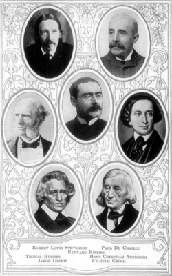 Robert Louis Stevenson Paul Du Chaillu Rudyard Kipling Thomas Hughes Hans Christian Andersen Jakob Grimm Wilhelm Grimm Portraits