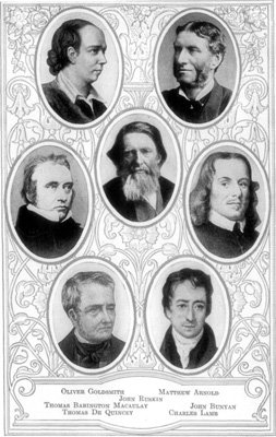 Oliver Goldsmith Matthew Arnold John Ruskin Thomas Babington Macaulay John Bunyan Thomas De Quincey Charles Lamb Portraits