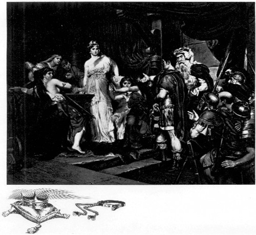 Queen Thusnelda, wife of Arminius, taken prisoner by the soldiers of the Roman general Germanicus