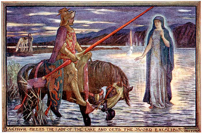 ARTHUR MEETS THE LADY OF THE LAKE AND GETS THE SWORD EXCALIBUR