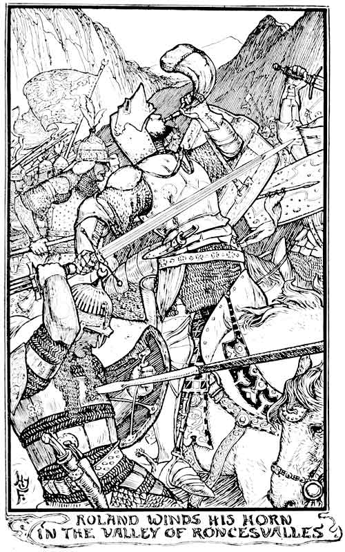 ROLAND WINDS HIS HORN IN THE VALLEY OF RONCESVALLES