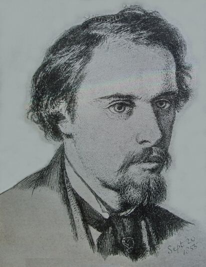 Dante Gabriel Rosette.  From a crayon-drawing by himself reproduced by the kind permission of Mrs. W. M. Rossetti