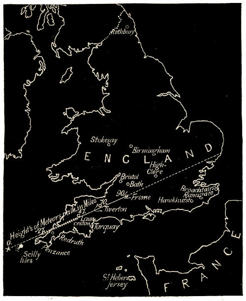 Fig. 75.—The Path of the Fireball of November 6th, 1869.