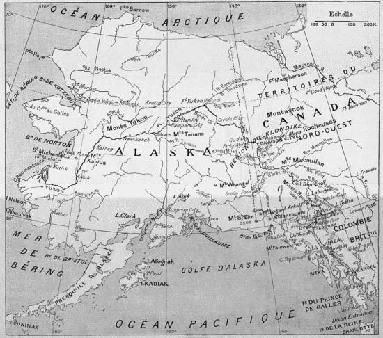 CARTE DE LA RÉGION DU KLONDYKE ET DE L'ALASKA.