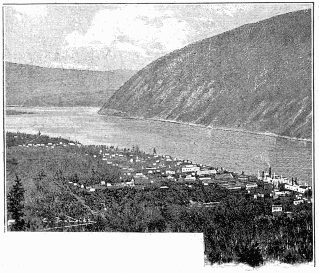 VUE DE DAWSON EN 1898.—DESSIN DE BOUDIER. D'APRÈS LA PHOTOGRAPHIE DE M. GOLDSCHMIDT.