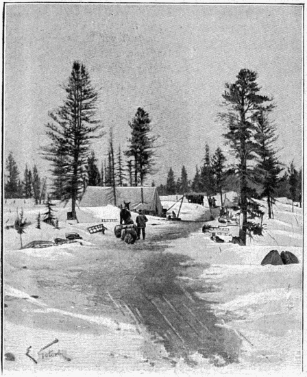 UN CAMP DE PROSPECTEURS. DESSIN DE GOTORBE, PHOTOGRAPHIE DE M. GOLDSCHMIDT.