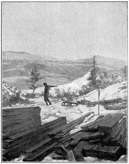 UN CLAIM L'HIVER AU KLONDYKE. DESSIN D'OULEVAY, PHOTOGRAPHIE DE M. GOLDSCHMIDT.