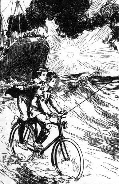 'The bicycle started, Billy in the saddle and Harold on the step.'—Page 165.