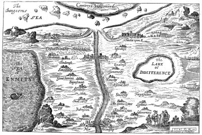 a map of the "tendre" country. (From an English translation of "Clélie.")