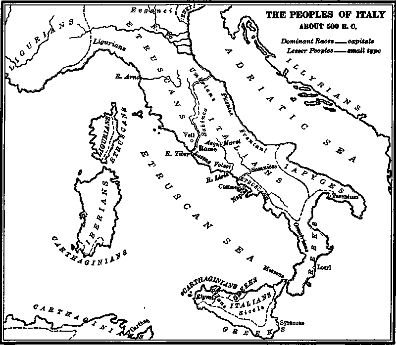 The Peoples of Italy about 500 B. C.