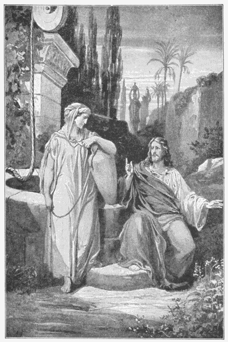 Jesus Teaching The Woman Of Samaria. "God is a Spirit: and they that worship Him must worship Him in spirit and in truth." John 4:24. Illustration.