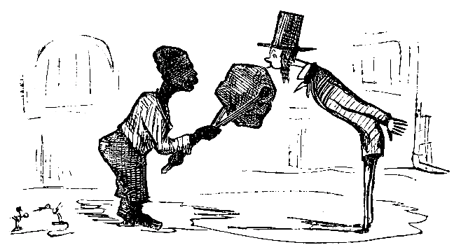 An English acquaintance of Our Artist wants a light for his paper segar; whereupon the waiter, according to custom, brings a live coal.