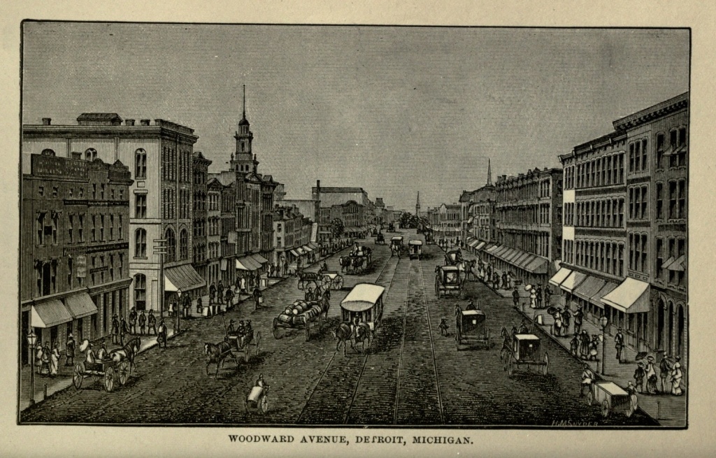 WOODWARD AVENUE, DETROIT, MICHIGAN.