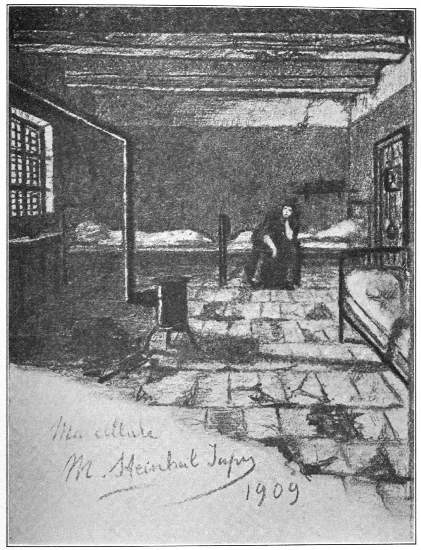 MY CELL  (Juliette, my fellow-prisoner, seated on her bed)  A sketch by Mme. Steinheil