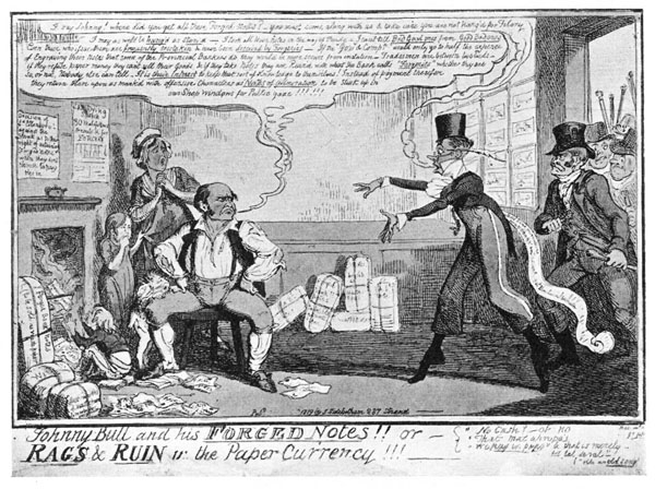 Johnny Bull and his FORGED Notes!! or  RAGS & RUIN in the Paper Currency!!!  No. 865 in Reid's Catalogue, published Jan. 1819.