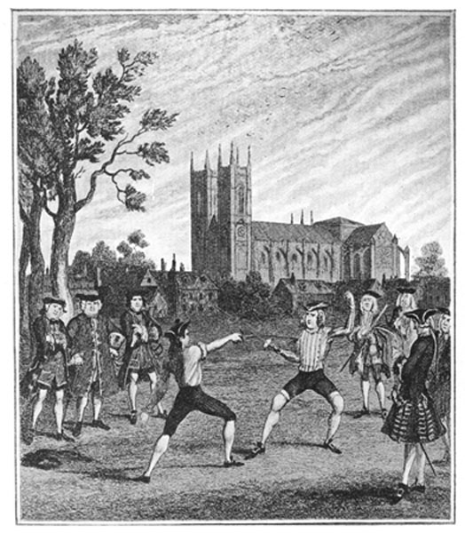 THE DUEL IN TOTHILL FIELDS ("The Miser's Daughter"). From "Ainsworth's Magazine," 1842.