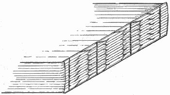 Figure 4.—Old-fashioned whipstitching. Each section is sewed separately.