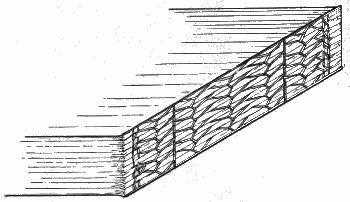 Figure 5.—One kind of modern overcast stitch. There are others equally good. Note that each stitch extends through two sections.