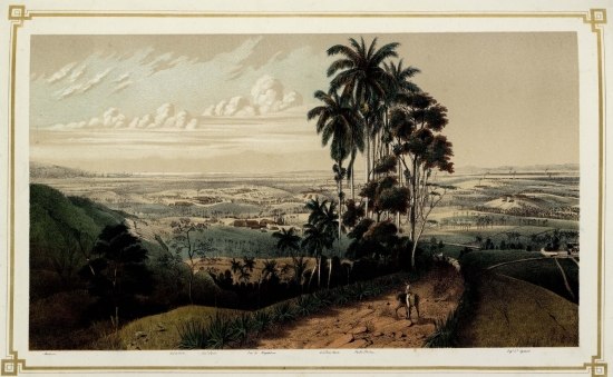 Dibujado y litogrdo por Edo LAPLANTE  publicado por L. Marquier y Laplante Obra-pia nº 121-1/2 Habana  Litografía del L. MARQUIER.  VALLE DE LA MAGDALENA  Vista tomada desde la loma del Paraiso.