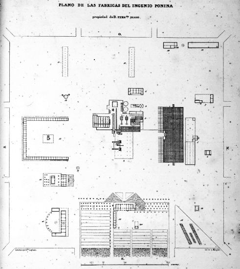 PLANO DE LAS FABRICAS DEL INGENIO PONINA propiedad de D. FERN.DO DIAGO.