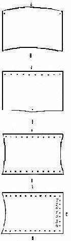 Figs. 124 to 127—Showing stages of pinning down for stretching.