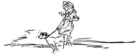 Girl walking dog