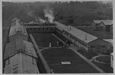 AS SEEN FROM ALOFT The aëroplane man gets the most definite impression at the A. R. C. Hospital at Issordun, which was typical at these field institutions