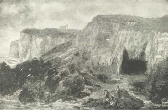 Henry Aylwin and Winifred under the Cliff.  (From an Oil Painting at ‘The Pines.’)