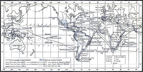 Map Of Portuguese And Spanish Discoveries.