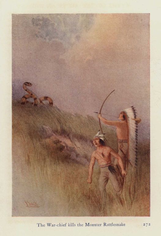 The War-chief kills the Monster Rattlesnake