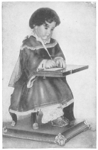 The Jacquet-Droz writing automaton. From the brochure issued by the Society of History and Archæology, Canton of Neuchâtel, Switzerland.