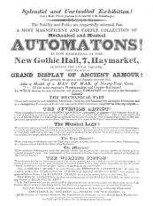 Poster used by Mr. Schmidt in advertising the writing and drawing figure in London just before his departure for St. Petersburg, Russia. From the Harry Houdini Collection.