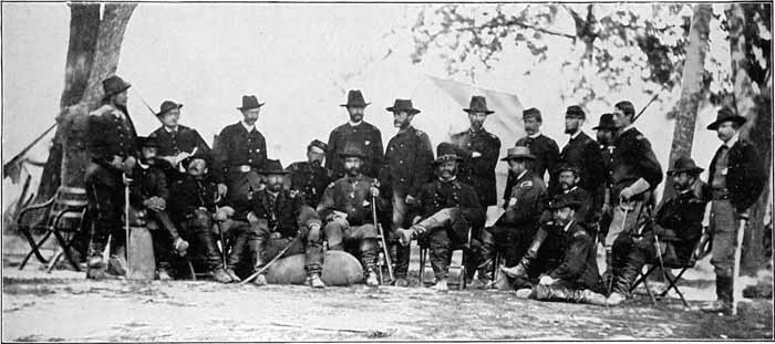 MAJOR-GENERAL AMBROSE E. BURNSIDE AND STAFF