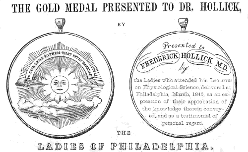 gold medal presented to Dr. Hollick