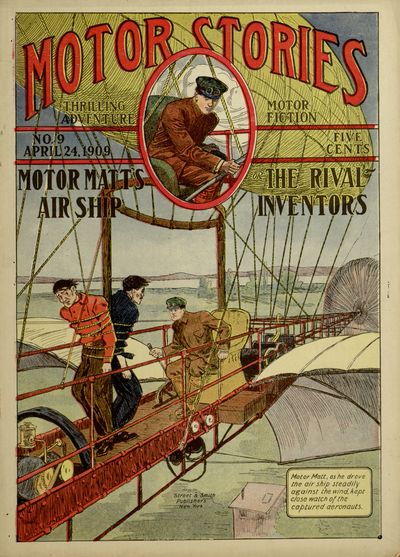 Motor Matt, as he drove the air ship steadily against the wind, kept close watch of the captured aeronauts.