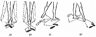 Image not available: 39 40 41 42  Steps of the “Battement” Type.  Changement, 39; entrechat-quatre, 40; brisé dessus, 41; brisé dessous, 42. In the brisé dessus, the active foot beats in front of the passive foot; in the brisé dessous, behind it. 