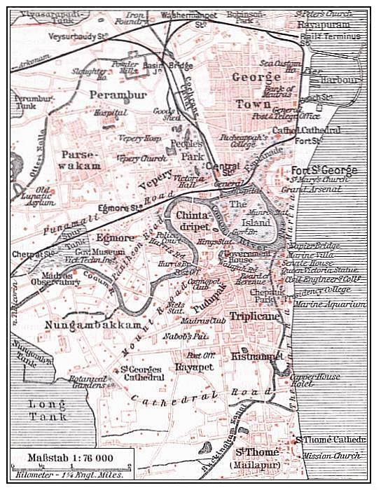 Lageplan von Madras.