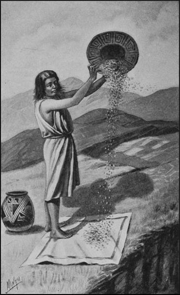 Indian Girl Winnowing Beans